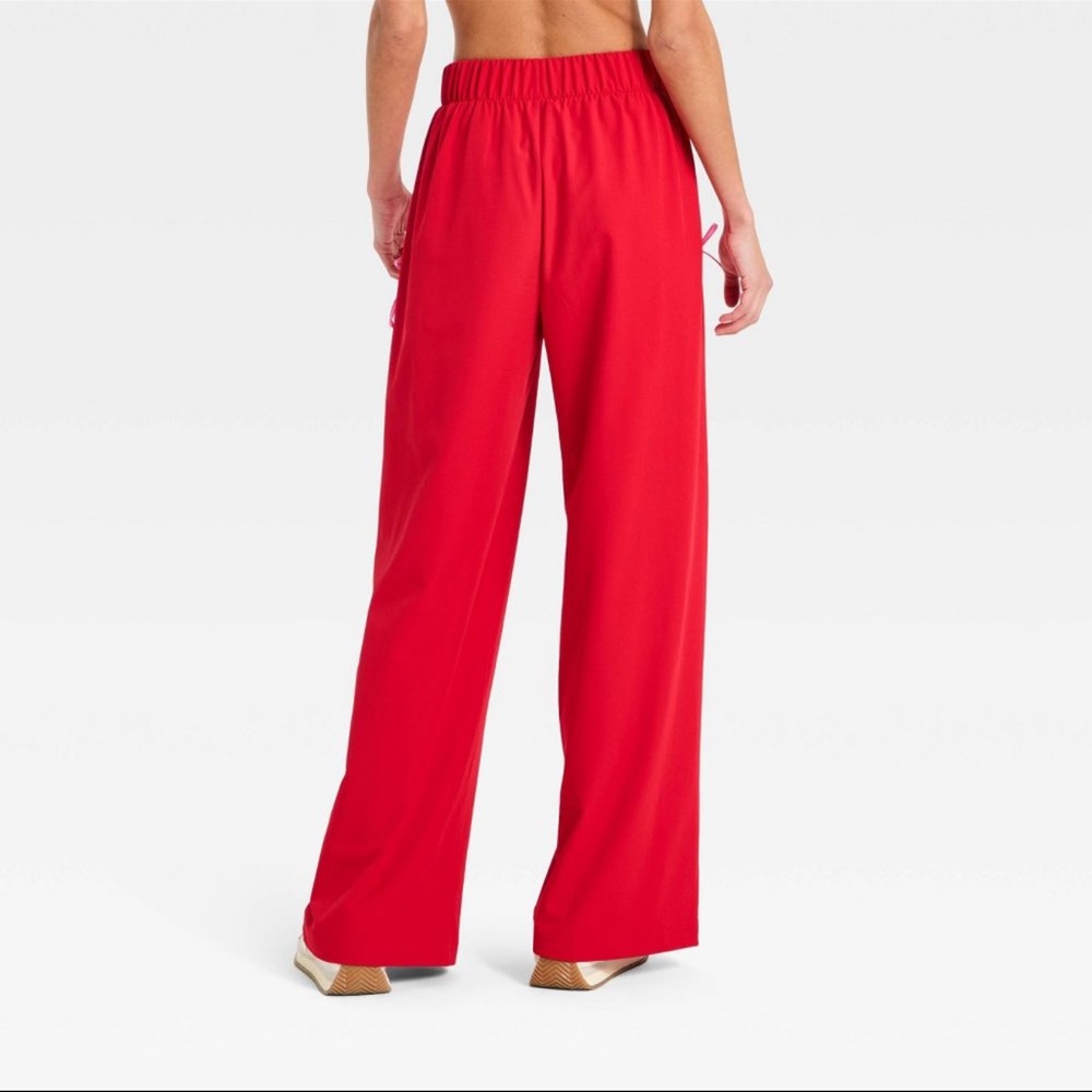 All In Motion Women's Woven High-Rise Bow Track Pants - Red M - Picture 2 of 7